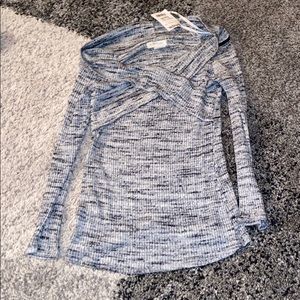 tj max gray sweater shirt with cross cross front!